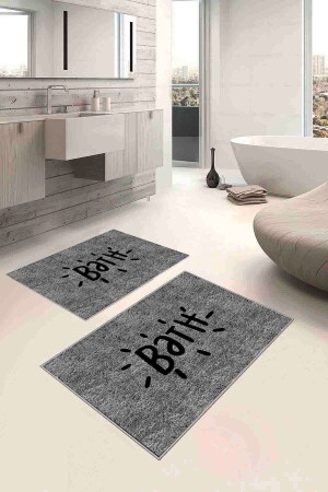 MNZ-Digital Printed Non-Slip Base Bath قابل للغسيل 2 قطع حمام السجادة المرحاض مقعد - Decomia Home