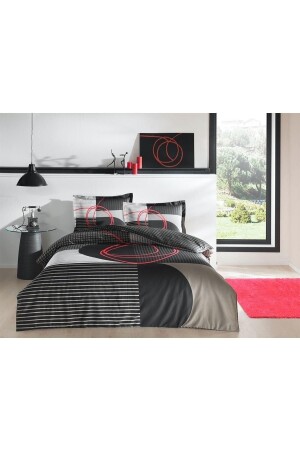 MNZ-Double Duvet Cover Set ساتين باندورا براون EVT0461 - Taç