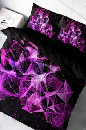 مجموعة غطاء مادة MNZ-Double Duvet Set خيط القطن الصاتين 3D تصميم خاص الماسات الأرجوانية (بدون أوراق) PERLASERA29609 - PerlaSera
