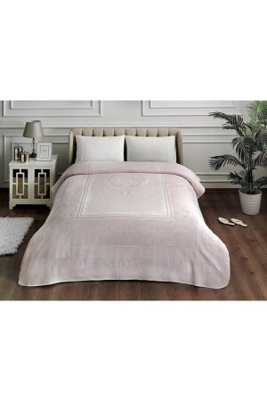 MNZ-Double Jacquard Pique Set Petrina Pink Elastic 230 سم × 250 سم - Taç