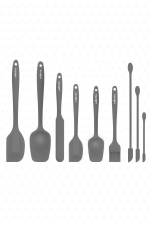 MNZ-Drongo Jar Scraper سليكون Spatula Set 9 قطع رمدية - Valletta