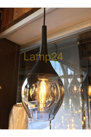 MNZ-Drop Dimple Glass مصباح معلق واحد - الزجاج المدخن TRK-08-01-01 - Lamp24