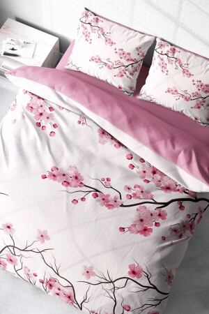 مجموعة غطاء MNZ-Duvet Set 100% القطن الطبيعي مزدوج 3D رقمي زهرة الكرز - Monohome