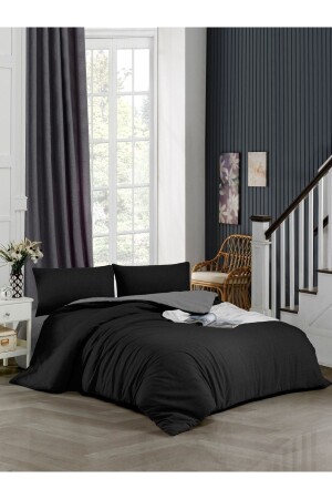 MNZ-Easy Iron-200x200 - Full-double Duvet Cover Set، قابل للتعديل (الرصاص الرمادي. ورقة السرير+المريحة. k. +2Y. k) - ÇARŞAF DÜNYASI