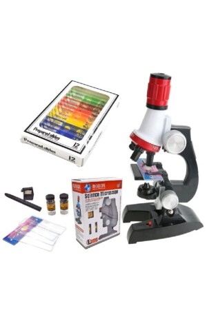ميكروسكوب MNZ-Educational Kit Zoom 100x 400x 1200x مع ضوء LED + 12 عينة بيولوجية هدية - Triline