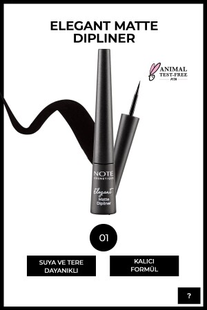 MNZ-Elegant Matte Dipliner مضاد للماء الأسود 01 - Note Cosmetics