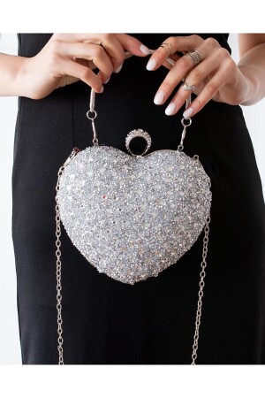 (MNZ-Ella Heart Stone) الفضة ثوب المساء للمرأة حقيبة يد 19x20 حجم 1101IMP - ImPolo