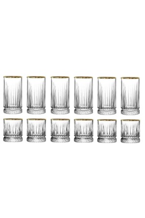 MNZ-Elysia Golden Touch مشروب شرب منتفخ 280cc و 210cc كوب ماء 12 قطعة - Paşabahçe
