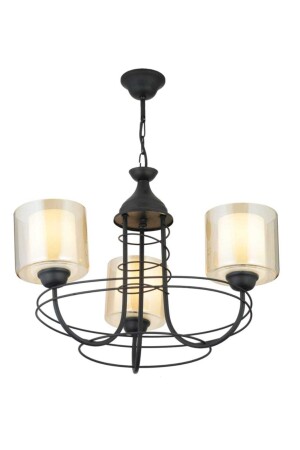 MNZ-Equator 3-piece أسود زجاج مزدوج فخمة صعودية المواجهة للكانديلي 10613 - KARDELEN AYDINLATMA AVİZE
