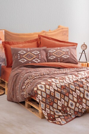 MNZ-Ethnic Double Duvet Cover Set بليز براون 8680108063033 - Cotton Box