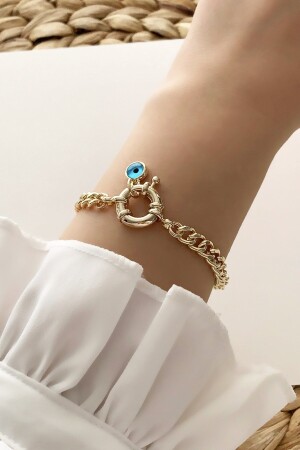 MNZ-Evil Eye Beaded Lock Figure Bracelet Trbilek7609 B34503 - Çlk Accessories