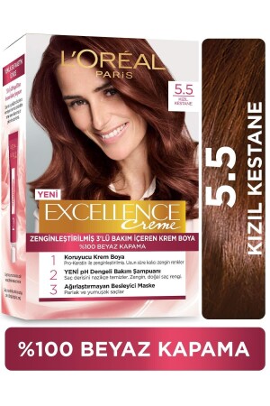 ملون الشعر من كريم MNZ-Excellence - 5. 5 كستينات حمراء - L'oreal Paris
