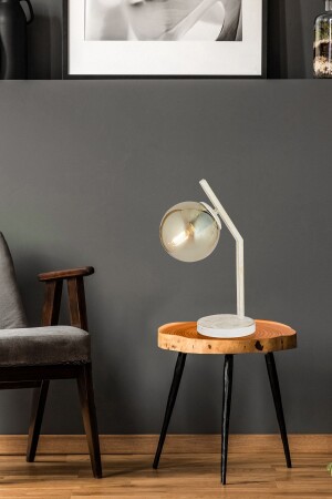 MNZ-Feris White Polished Honey Glass Table Lamp غرفة المعيشة-غرفة النوم الموضة الحديثة 3839-01-WH - Apliqa