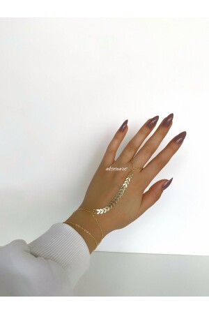 MNZ-Fishbone Gold Chain Shahmeran Accessory اليدية - Aksesuaris