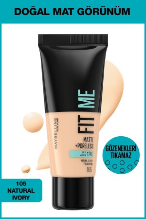 مؤسسة MNZ-Fit Me Matte+poreless - 105 عاج طبيعي - Maybelline New York