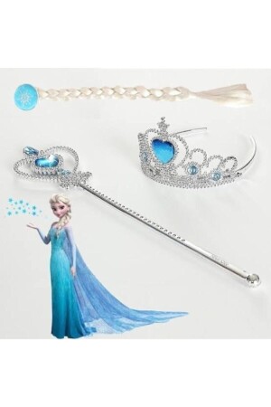 MNZ-Frozen Frozen Elsa Braid Hair تاج عصا المجموعة - Frozen Elsa