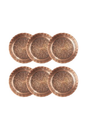 MNZ-Gaziantep Copper Snack Bowl Set Breakfast Nuts Jam Set من 6 ((14 سم × 2.5 سم) DMT-19157 - DMT COPPER HOME