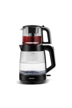 MNZ-Glass Tea XL 2 في 1 كوب مشين الشاي الفضاء الرمادي - Karaca