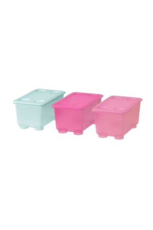 صندوق من طراز MNZ-Glıs مع غطاء وردي-توركوز 17x10 سم 3 قطع GLISkutu-rossolevanto - IKEA