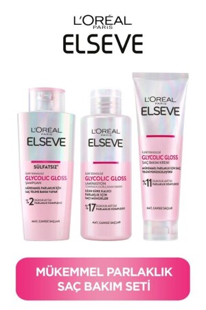 MNZ-Glycolic Gloss Perfect Shine 3- Piece Hair Care Set: شامبو - مكيف - رعاية التلميع - Elseve