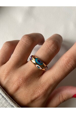 طراز من طراز MNZ-Gold Brand Model Enameled Evil Eye Bead Ring - Ringbox