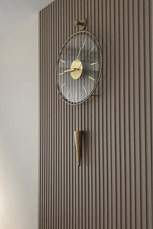 MNZ-Gold Gravity Pendulum Elegant Series 40x90 - ساعة جدار زجاجية معدنية ديكورية حديثة - Metaquartz Aksesuar