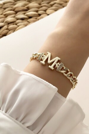 MNZ-Gold حرف M سوار تربيلك7539 B34003 TRBİLEK7539 - Çlk Accessories