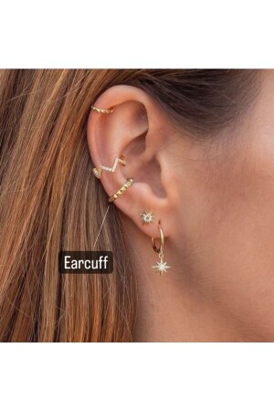 غضروف من الذهب من MNZ-Gold Plated Gold Thin Earcuff Compression Cartilage - Heppii