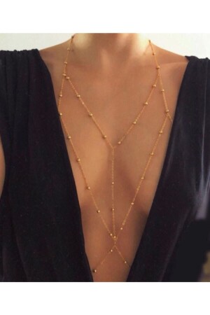 MNZ-Gold Top Detail Chain Body Accessory CL1018 - Classy