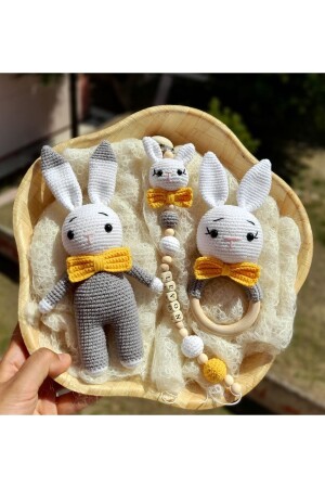 MNZ-Gray - هدية زرقاء الأرنب صامدة سلسلة ريتل نائم رفيق مجموعة1 - Zey's Amigurumi