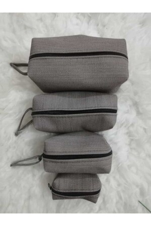 كيس مكياج ماتيروسكا الاصطناعي من MNZ-Gray 4 قطع - Genel Markalar