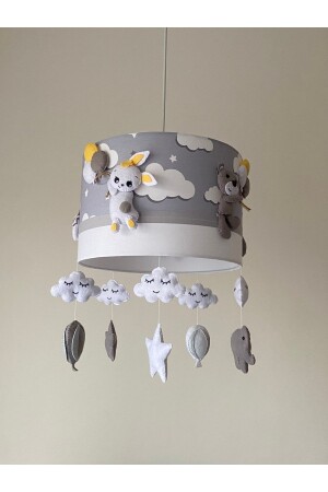(MNZ-Gray) غائبة (Baby Girl or Boy) صمام الأطفال (Candlelier) مع صور حيوانات مختلطة (Animal1 - atölye ay ışığı