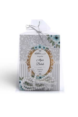 MNZ-Gray Blue Flower محفوفة بكرات الصلاة الهدية، ياسين جوز كتاب Mevlüt مجموعة - حزمة من 10 - Mutluluk Atölyem