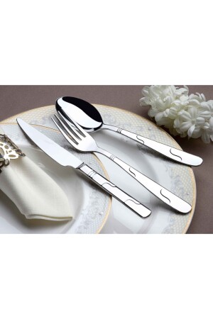 MNZ-Gray Laurel 6 قطع ملعقة طاولة A12501 - Yiğit