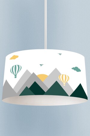 MNZ-Green Bird Valley Mountain Pattern لمصباح الحجرة للأطفال والطفلين - Genel Markalar