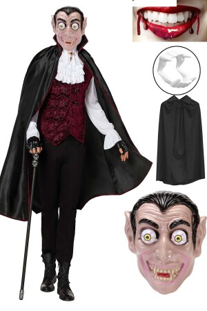 MNZ-Halloween مصاص دماء قناع الأسنان - السوداء الكبار عباءة عيد الميلاد مصاص دماء ثياب الحفل - Parti Dolabı