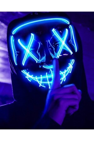 MNZ-Hallowen LED مضيئة نيون حزب قناع 3 أزياء حزب الترفيه قناع العام الجديد - Teknoloji World
