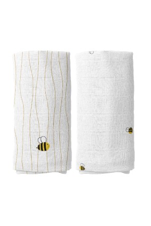 (MNZ-Happy Bee) طواف 100% من القطن (90x90 سم 2 قطعة) BABYMUSLIN3103 - Casadora Baby