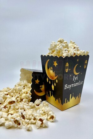 (MNZ-Happy Holidays) كتب صندوق الذرة 8 قطع 8x12 سم حاوية ذرة ذرة الخنزير المليئة رمضان العيد رقائق الصندوق Gb - Huzur Party Store