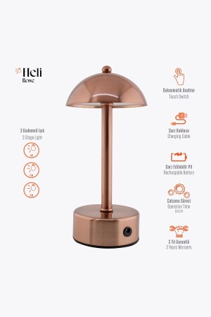 MNZ-Heli Rose المكتب المنزلي للأعمال الكفيفية الفندق المحمول البطارية القابلة للتشغيل تعمل بطارية LED Desktop Touch Study Lamp Heli Hotel Cafe Bar Table - Light Design