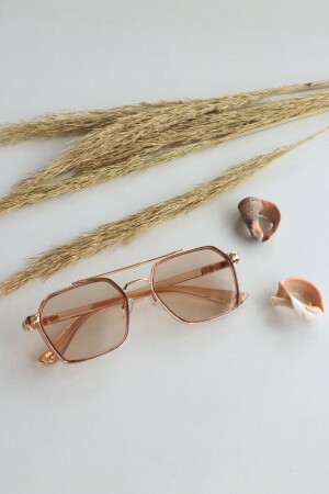 MNZ-Henry Gold Frame Rose Glass مستطيل مربع Uv400 نظارات شمسية ذات الطراز الواحد TYC00474425792 - LOOKUP NEW