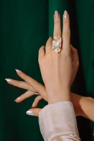 أسلوب باروك من نوع MNZ-Hera Perl Ring Stone مزين بالذهب - Natuur Collection