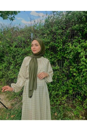 MNZ-Hijab Combed Cotton Shawl Hijab Model - ورقة خضراء - Organic