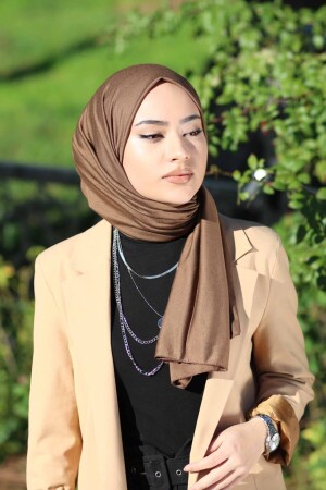 MNZ-Hijab Combed Cotton Shawl Hijab Model - الشوكولاته - Organic
