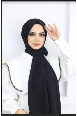 MNZ-Hijab نساء القطن جوز شال نموذج _ الأسود - Feronis