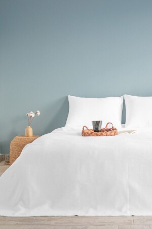 (MNZ-Hotel Pike) أبيض كبير من لوحات الشطرنج (Pike) مزدوج 200 × 230 - Melonie