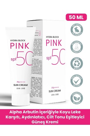 MNZ-Hydra Block Pink (الوان) Spf50+ Illuminator + Alpha Arbutin Anti-Bleach Sunscreen Pa++++ FP. 23. 03. 003. 002 - PROCSIN