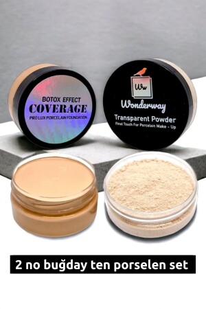 MNZ-Intense Concealer مؤسسة البورسلين ومجموعة مسحوق شفافة رقم: 2 خنزير الجلد الإسفنج والشفة - Wonderway