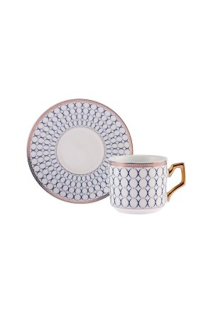 كوب الشاي من طراز MNZ-Jolly Blue Ring Set لشخصين 220 مليل - Karaca