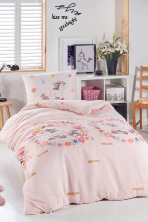 MNZ-Junior Duvet Cover Set Unicorns Pink - Enlora Home